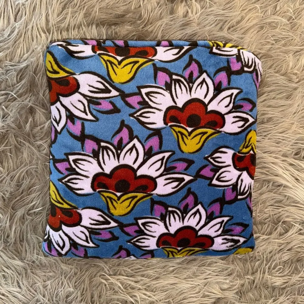 New Vera Bradley Fleece Travel Blanket Scaevola Fan Blue O/S